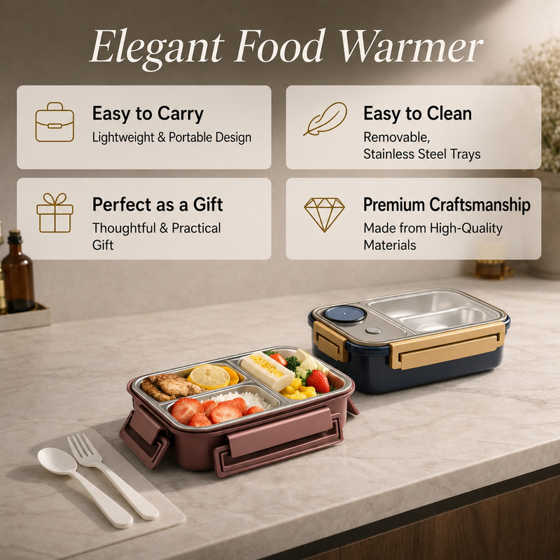 Insulated Stainless Steel Lunch Box with Compartments