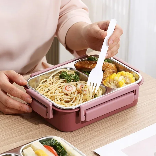Insulated Stainless Steel Lunch Box with Compartments