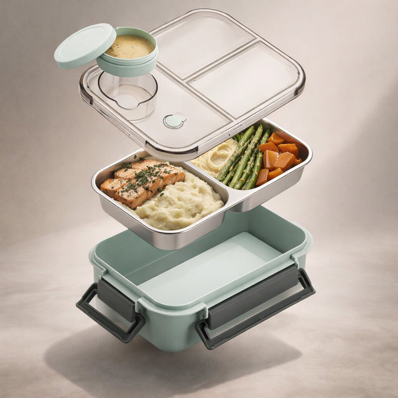 Insulated Stainless Steel Lunch Box with Compartments