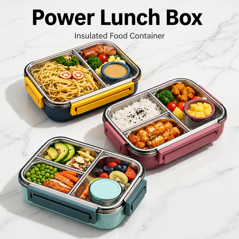 Insulated Stainless Steel Lunch Box with Compartments