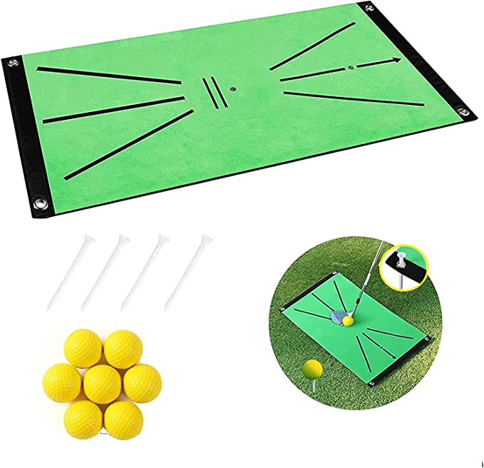 Golf Swing Training Mat with Impact Feedback & Alignment Guides