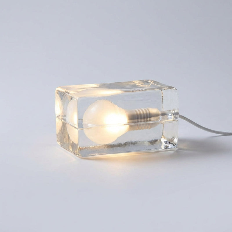 Evadne Clear Glass Cube Table Lamp