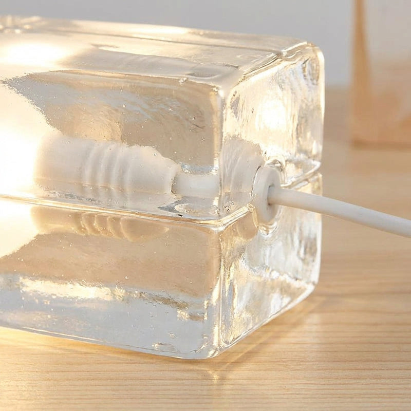 Evadne Clear Glass Cube Table Lamp