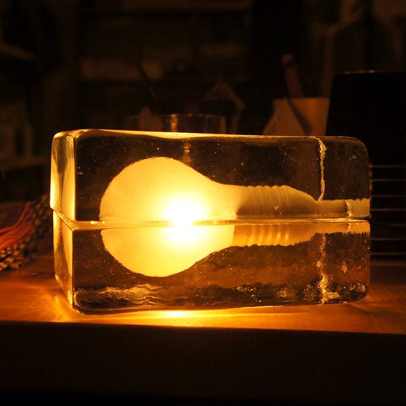 Evadne Clear Glass Cube Table Lamp