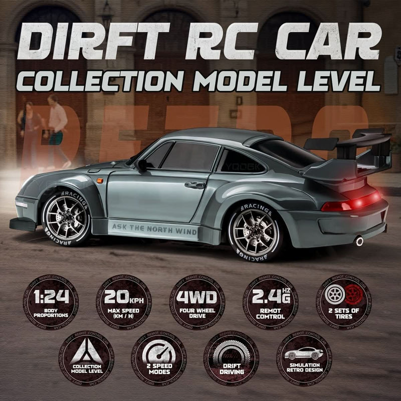 RC Drift Car with 4WD Drive LED Wheels and Remote Control