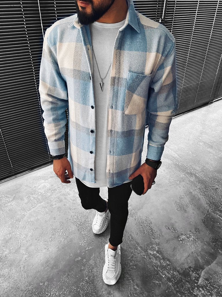 Checked Men's Shirt with Long Sleeves and Timeless Design