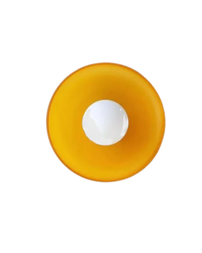 Sculptural Glass Wall Sconce with Central Globe Light & Circular Shade