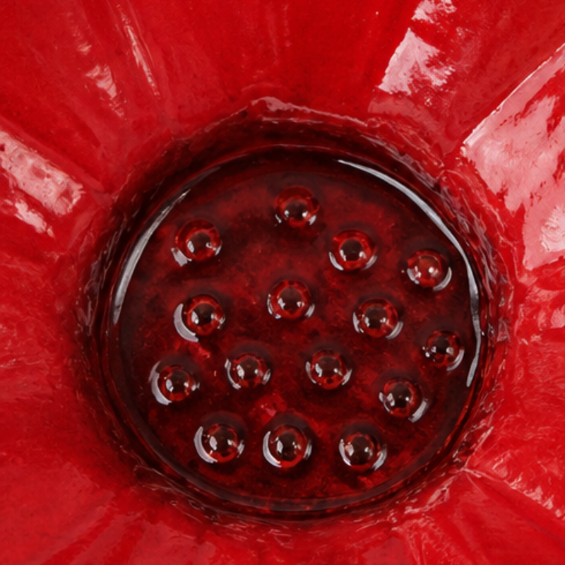 Poppy Flower Metal Bird Bath with Ground Stake