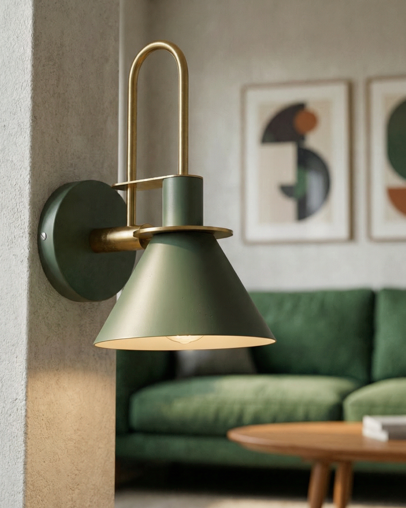Modern Conical Wall Sconce with Gold-Tone Accent & Downward Lighting