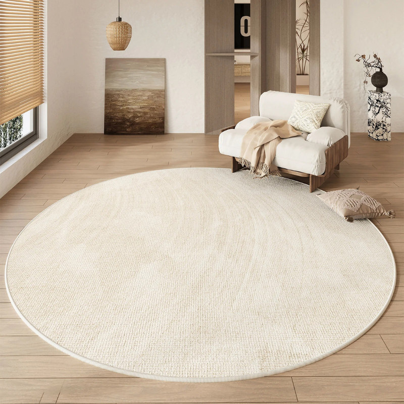 Round Textured Area Rug with Non-Slip Backing