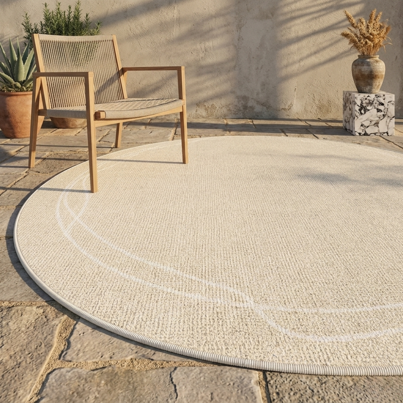 Round Textured Area Rug with Non-Slip Backing