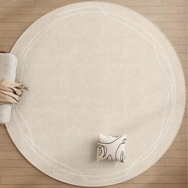Round Textured Area Rug with Non-Slip Backing