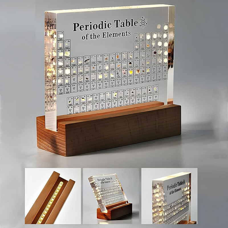 Illuminated Periodic Table Display with Real Elements