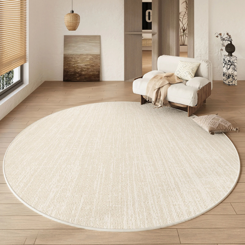 Round Textured Area Rug with Non-Slip Backing
