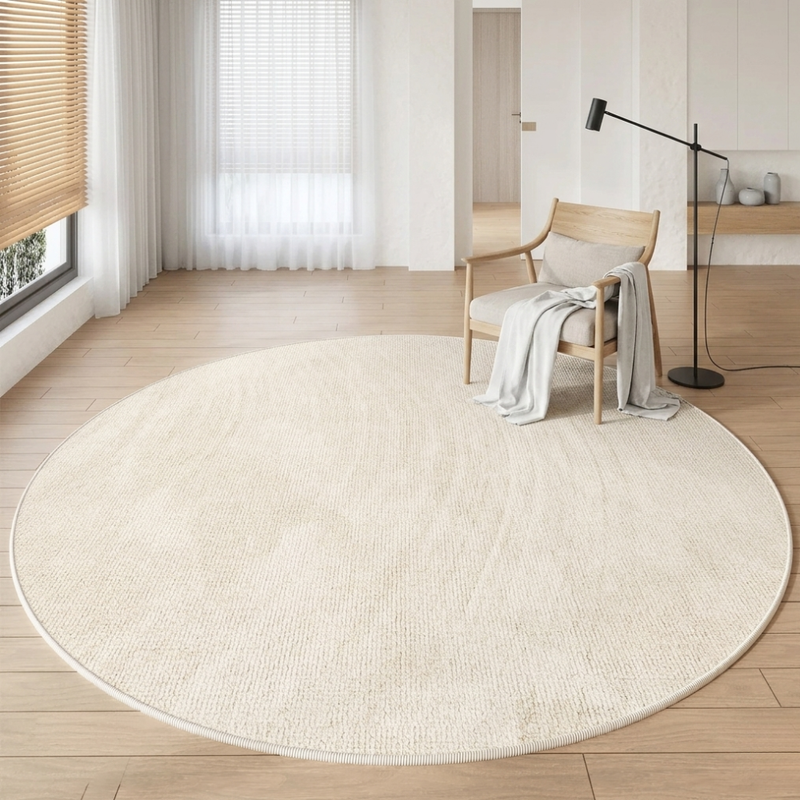 Round Textured Area Rug with Non-Slip Backing