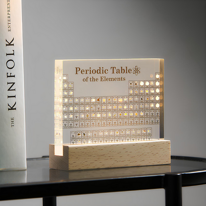 Illuminated Periodic Table Display with Real Elements