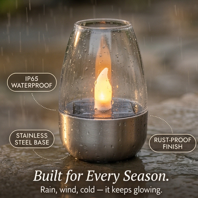Solar Flickering Candle Light with Automatic Dusk Sensor