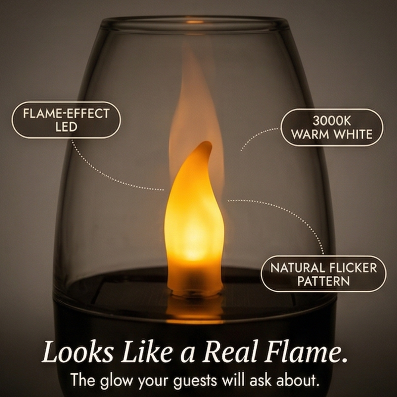 Solar Flickering Candle Light with Automatic Dusk Sensor