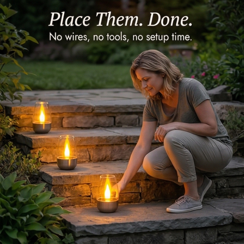 Solar Flickering Candle Light with Automatic Dusk Sensor