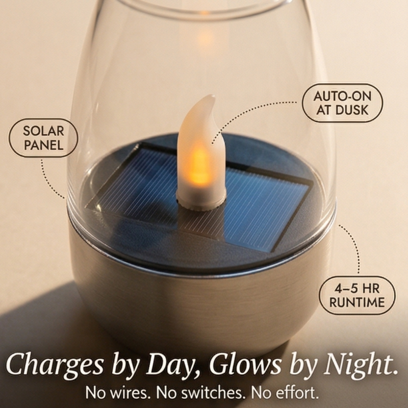 Solar Flickering Candle Light with Automatic Dusk Sensor