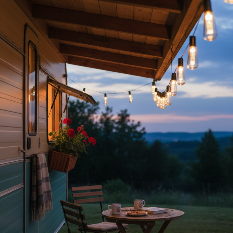 Solar Garden Lighting with Vintage Edison LED Lamps for Outdoors