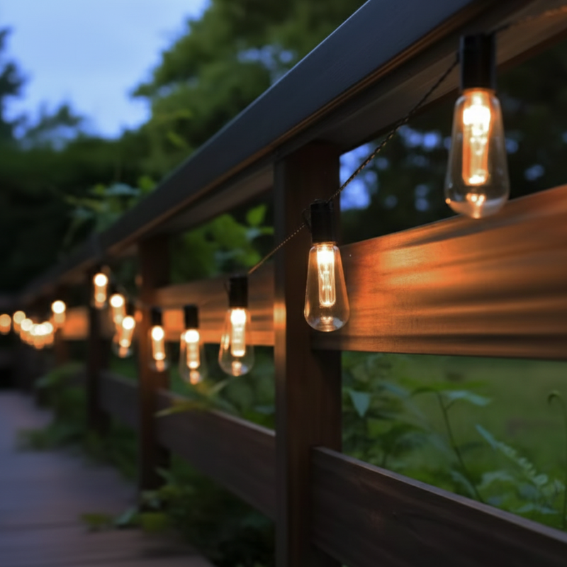 Solar Garden Lighting with Vintage Edison LED Lamps for Outdoors