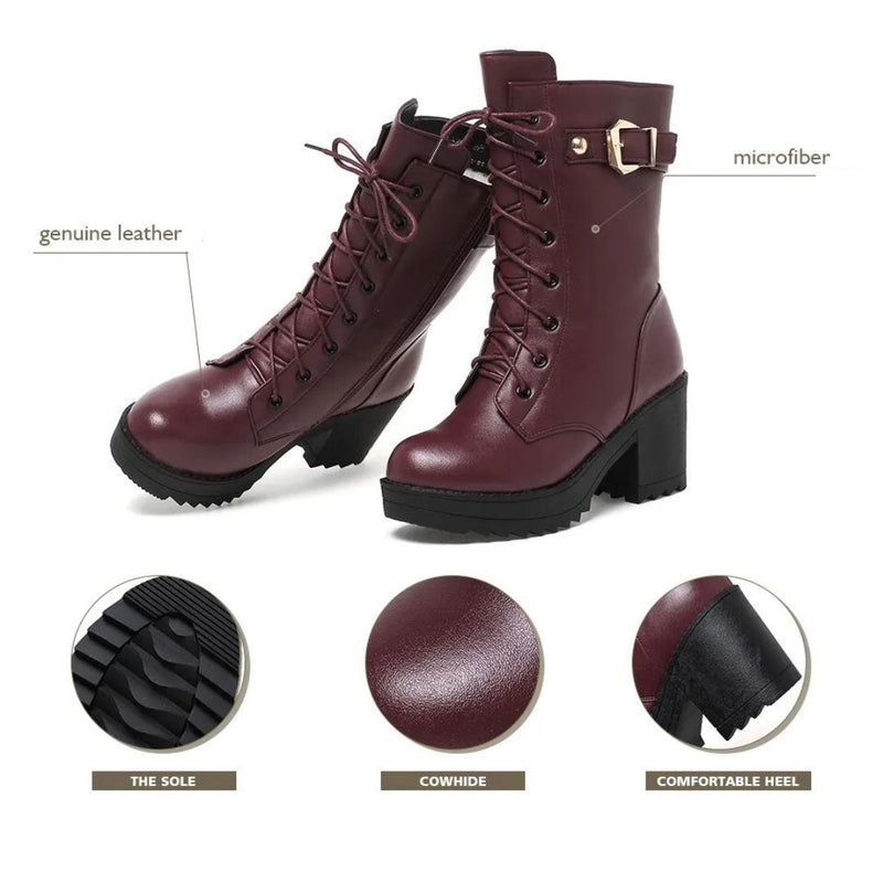 Ladies' Winter Boots with Faux Fur Lining – Waterproof Non-Slip Ankle Boots for Cold Days