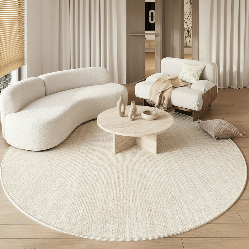 Round Textured Area Rug with Non-Slip Backing