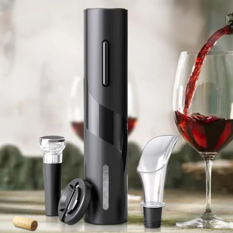 Rechargeable Electric Wine Opener Set with Charging Stand and Accessories