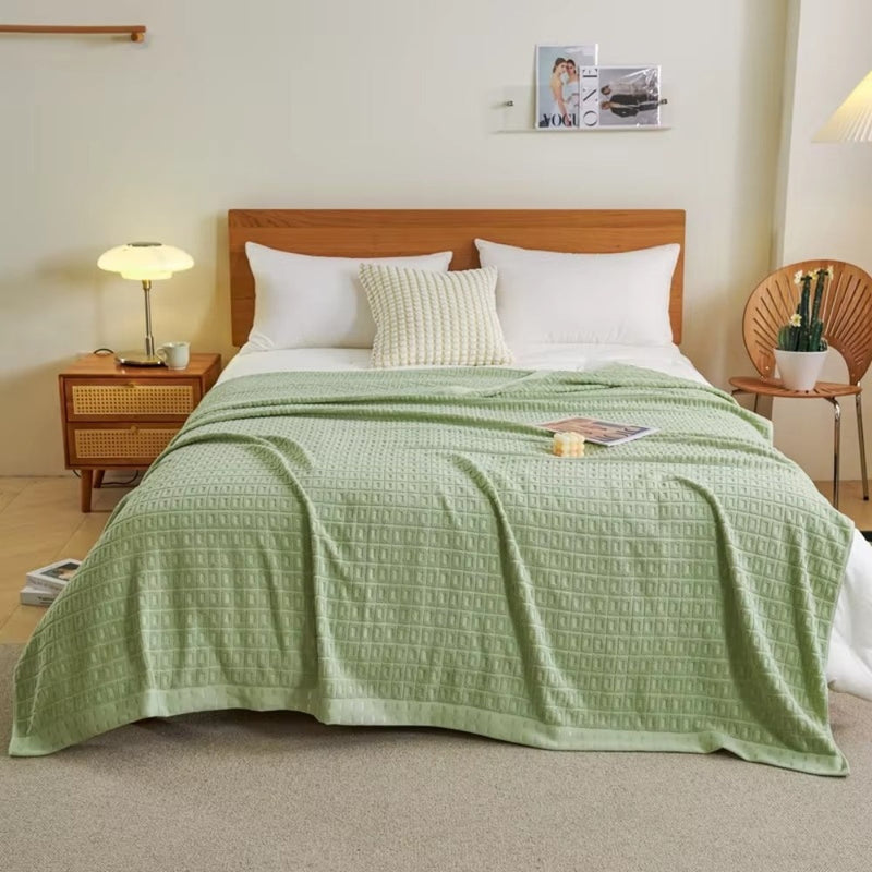 Cotton Waffle Blanket for Summer – Light Bedspread and Throw