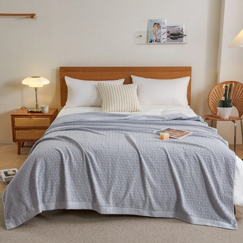 Cotton Waffle Blanket for Summer – Light Bedspread and Throw