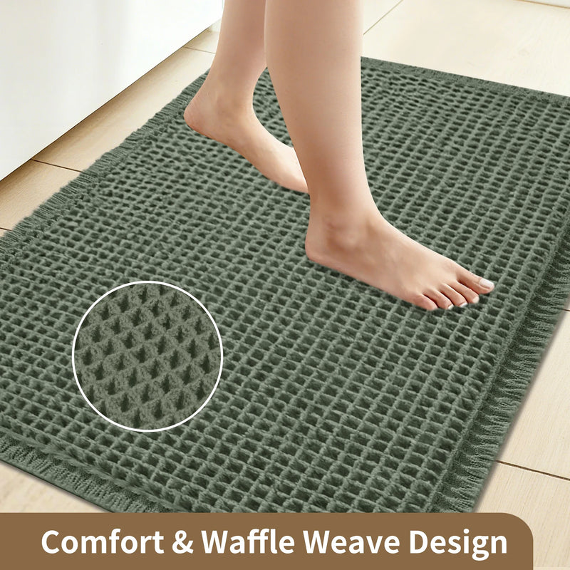 Waffle Bath Mat with Absorbent Microfibre and Non-Slip Backing