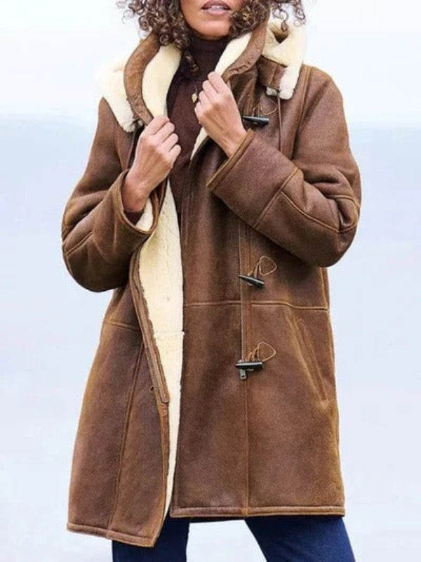 Cozy Shearling Women's Jacket with Hood – Warm and Relaxed