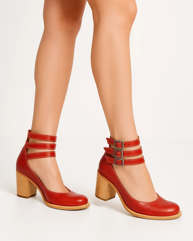 Elegant Women's Block Heel Pumps with Stylish Ankle Straps
