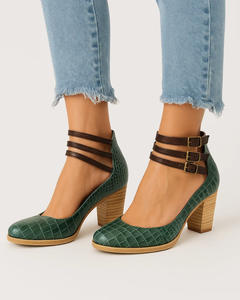 Elegant Women's Block Heel Pumps with Stylish Ankle Straps