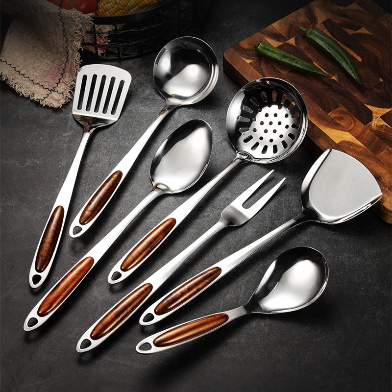 Kitchen Utensil Set with Metal Tools and Hanging Handles