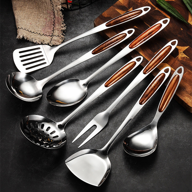 Kitchen Utensil Set with Metal Tools and Hanging Handles