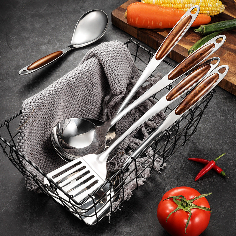 Kitchen Utensil Set with Metal Tools and Hanging Handles