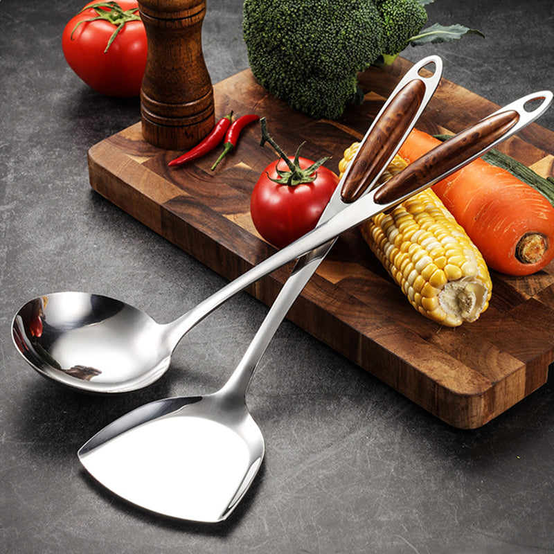 Kitchen Utensil Set with Metal Tools and Hanging Handles