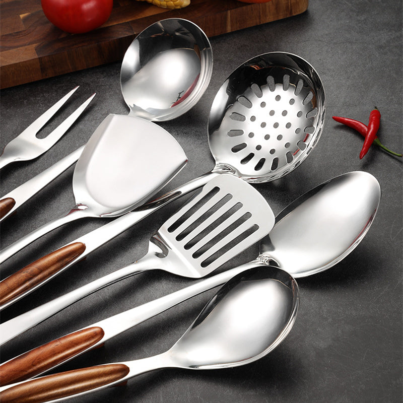 Kitchen Utensil Set with Metal Tools and Hanging Handles