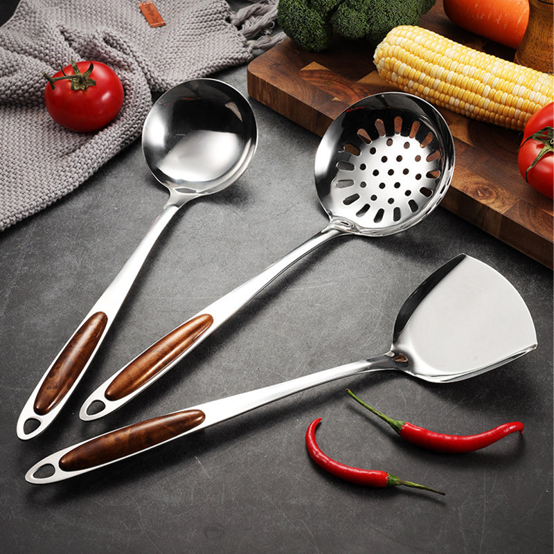 Kitchen Utensil Set with Metal Tools and Hanging Handles