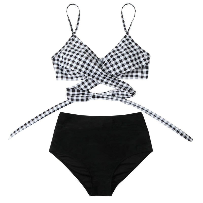 Ladies High Waist Bikini with Tropical Print and Pads