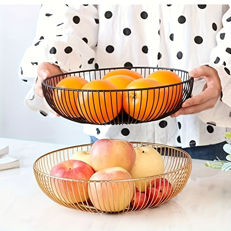 Round Metal Fruit Bowl for Table and Kitchen – Minimalist and Decorative Design