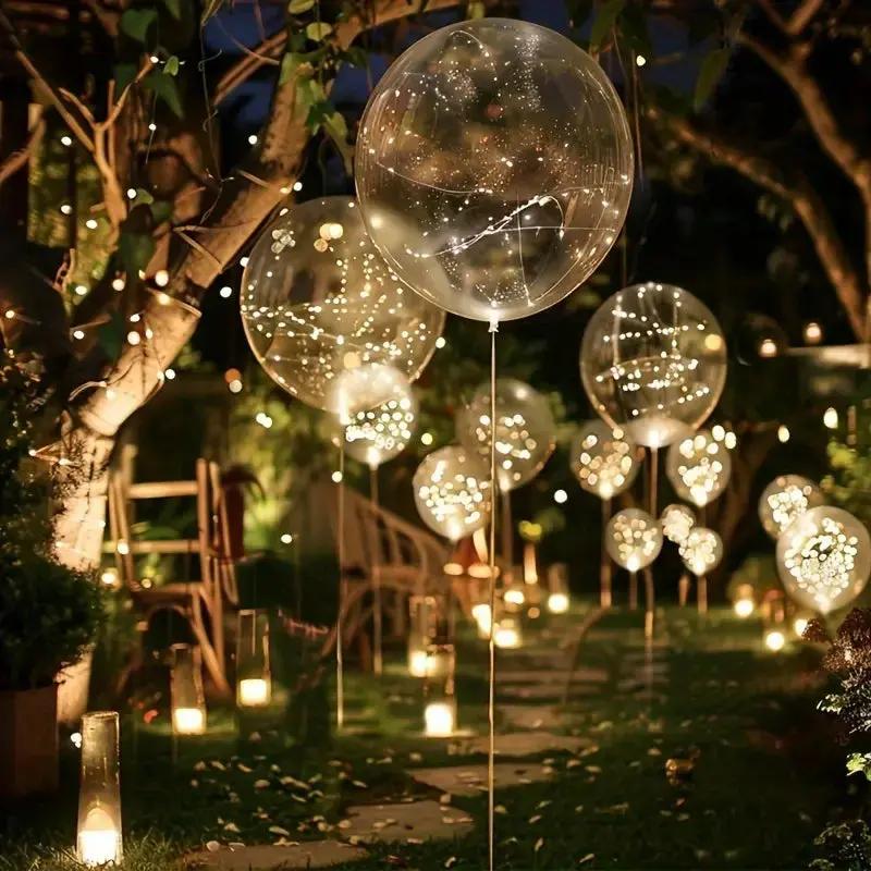 Transparent LED Balloons with Warm White Lights – Set of 10