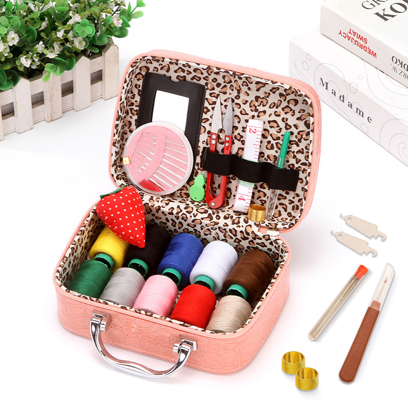 Complete Portable Sewing Kit in Luxury Faux Leather Case – Compact and Practical