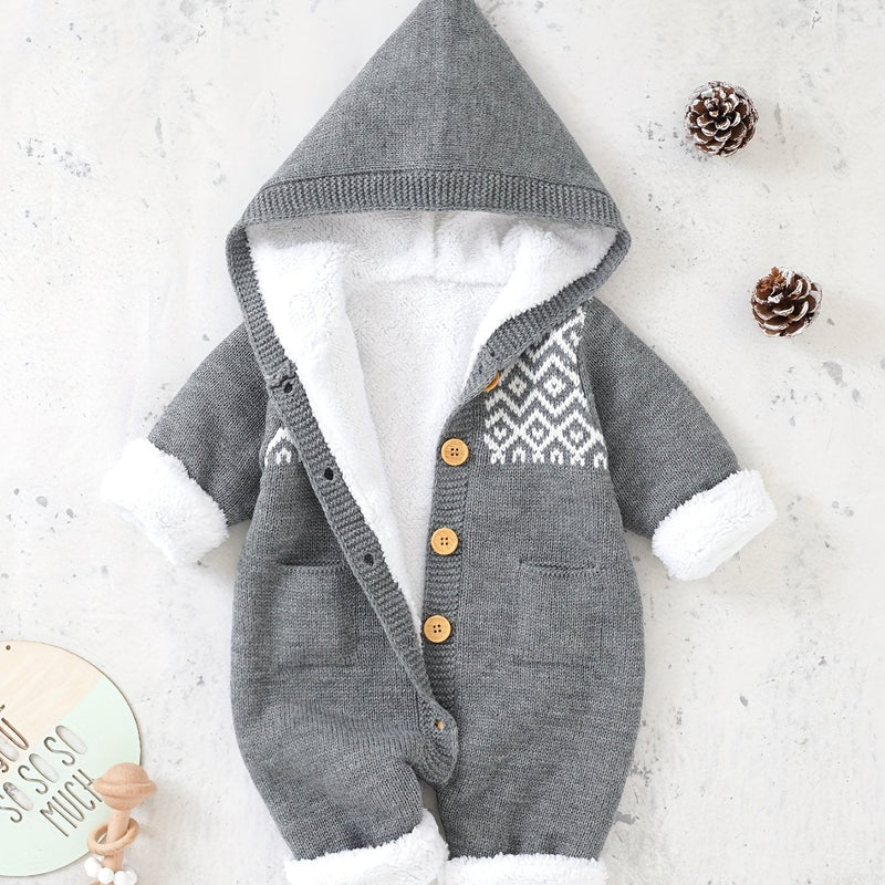 Baby knitted jumpsuit with hood – Warm and comfortable