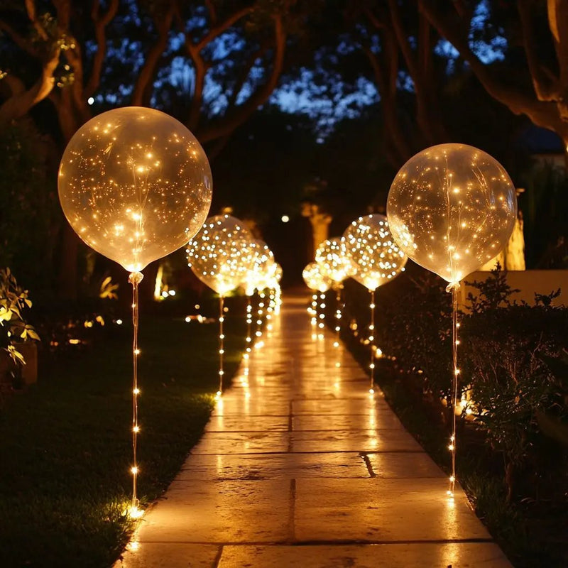 Transparent LED Balloons with Warm White Lights – Set of 10