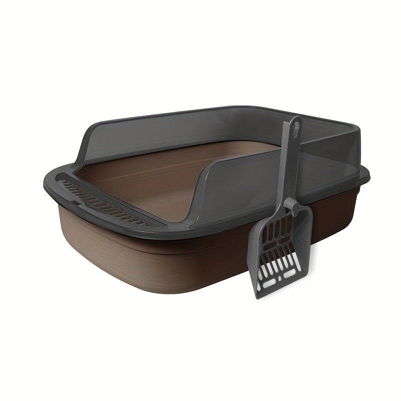 Cat Litter Tray with Raised Edge and Scoop – Splash-Free and Practical Design