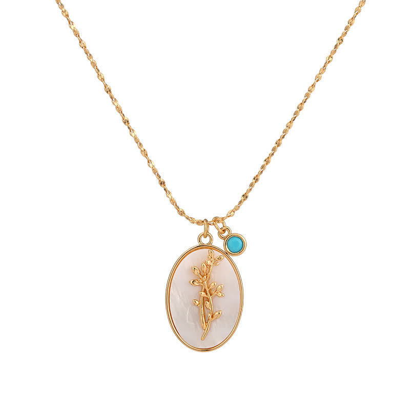 Necklace with Birth Flower Pendant and Decorative Birthstone