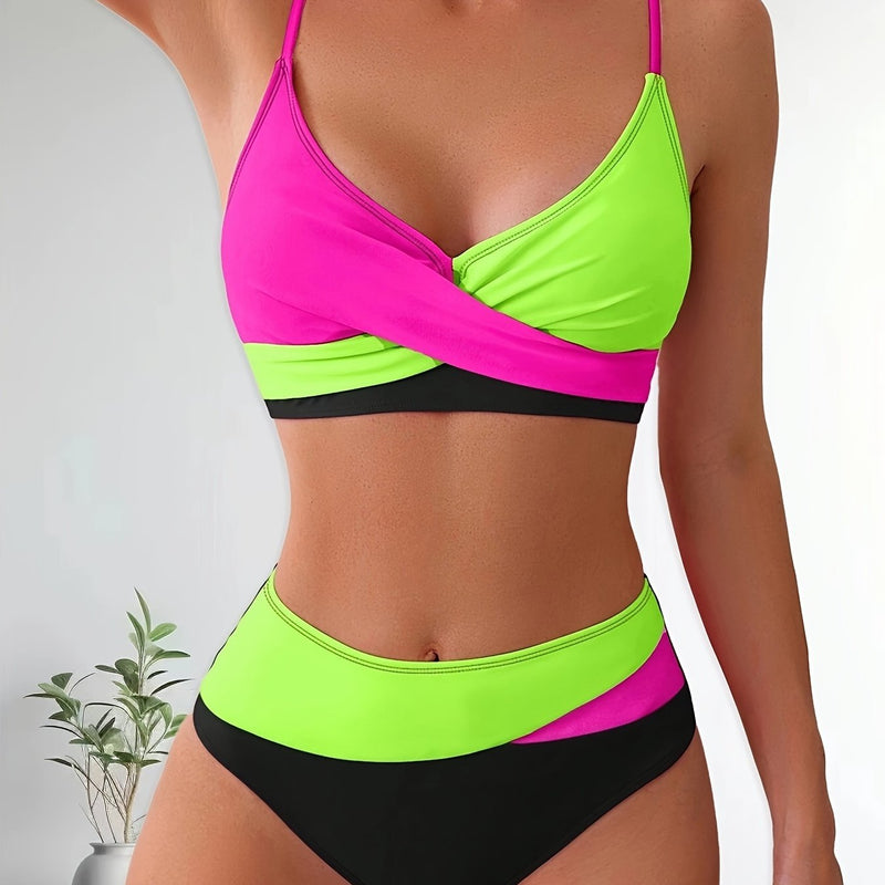 Comfortable Patchwork Bikini Set for Ladies with Stretch Fit